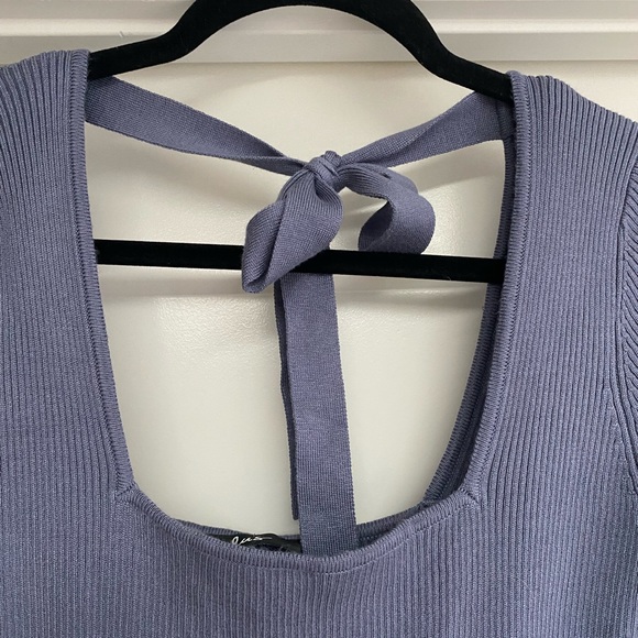Lulus Best Guess Dusty Blue Ribbed Bodycon Sweater Dress, Size L NWT - Picture 3 of 7